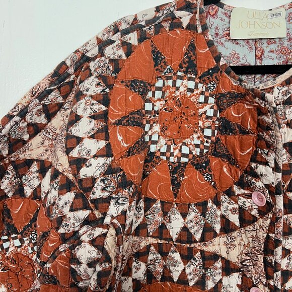 Ulla Johnson Long Quilted Coat Mirage Printed Cotton Medium Orange Floral Lined - Picture 4 of 16